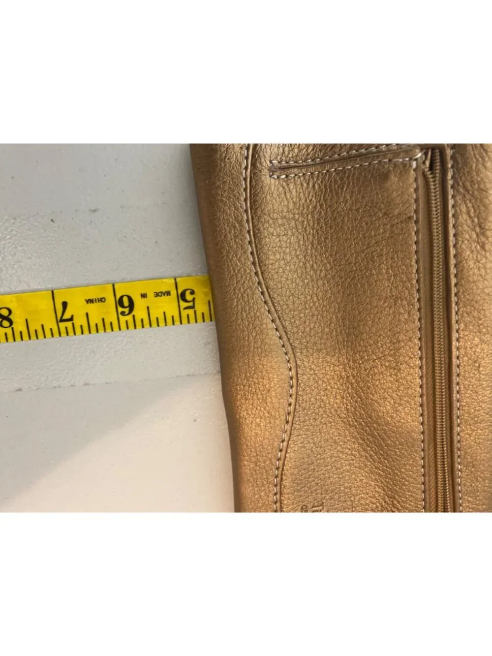 Tignanello Gold Leather Wallet Zippered Compartments Card Slots